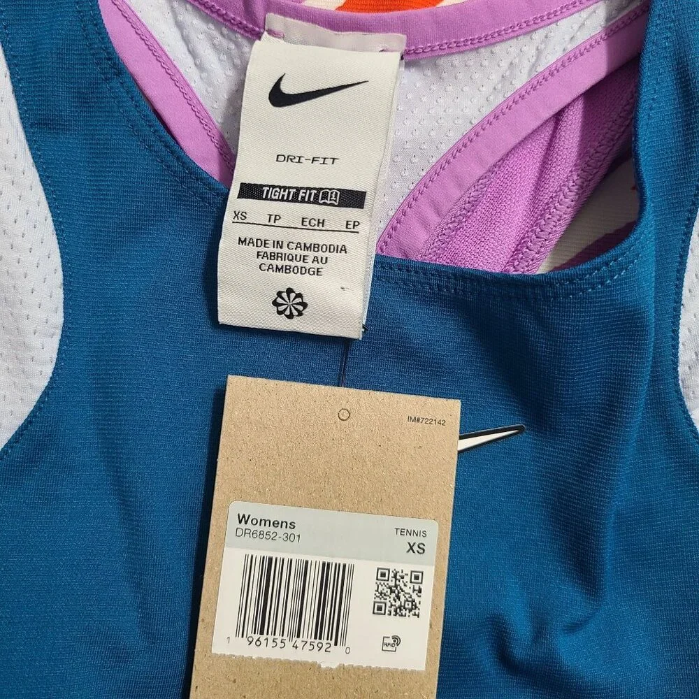 Nike Court Dri-Fit Slam Melbourne Tennis Dress DR6852-301 Size XS Blue #1 - Picture 3 of 4